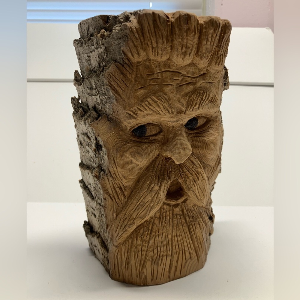 Hand Carved Wood Sculpture, Created from Butternut Wood, 5” x 7 1/2” x 2 3/8”